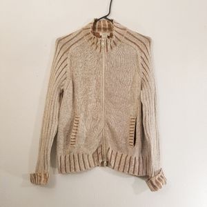 Kenji Natural. Light brown double zipper sweater style jacket. Made in Israel